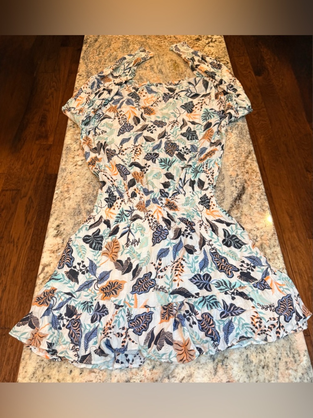Parker Floral Mini Dress Small Boho Festival Long Sleeve Ruffle Hem Cotton Lined - Picture 13 of 16